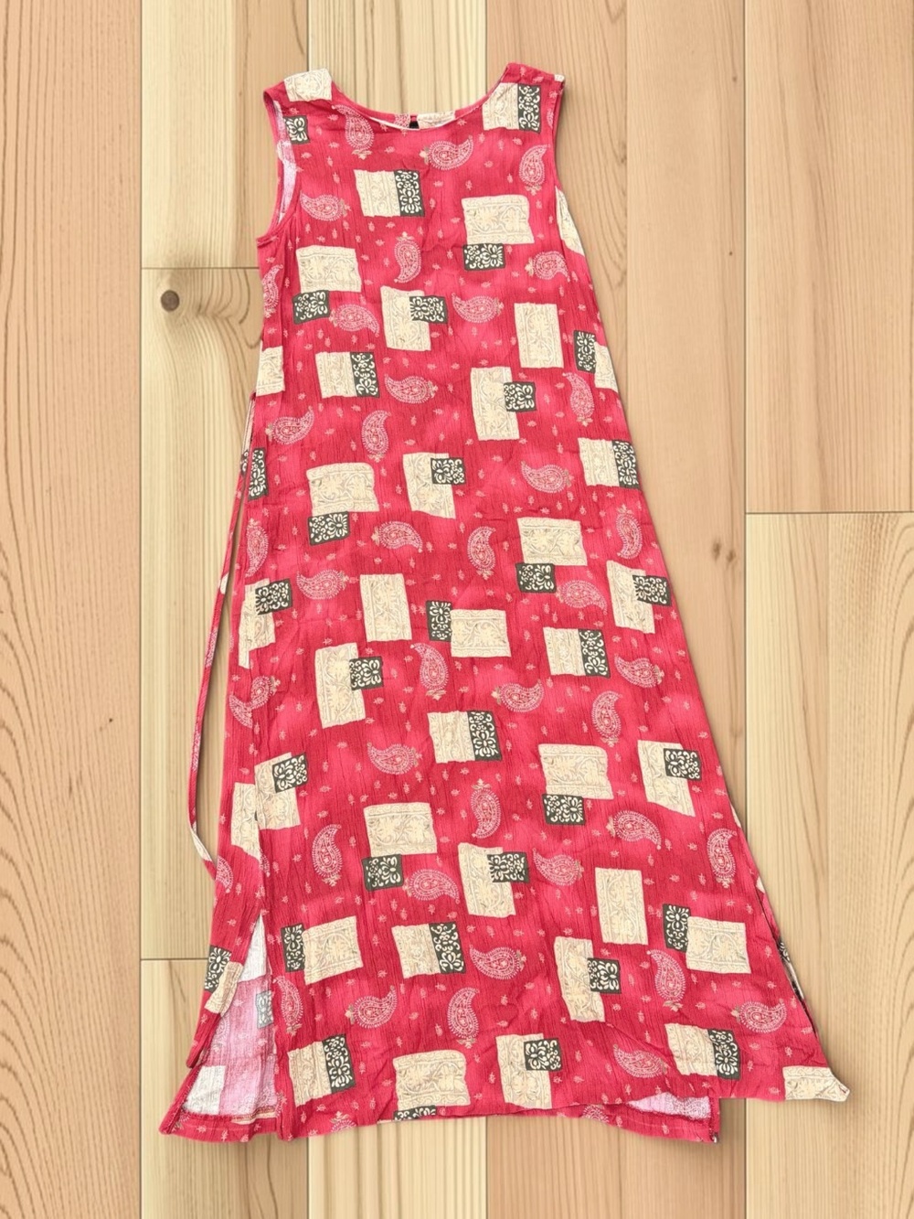 VINTAGE Northern Reflections 90s Red Paisley Rayon Maxi Dress L